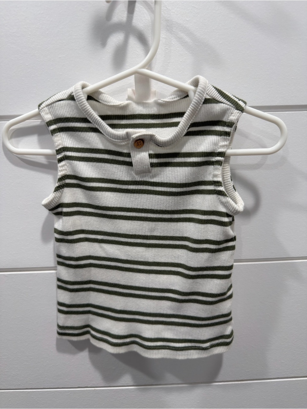 Cat & Jack White and Olive Striped Ribbed Tank Top - Kids
